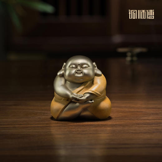 铜师傅《萌罗汉》客厅工位佛像铜摆件 家居装饰工艺品 商品图2
