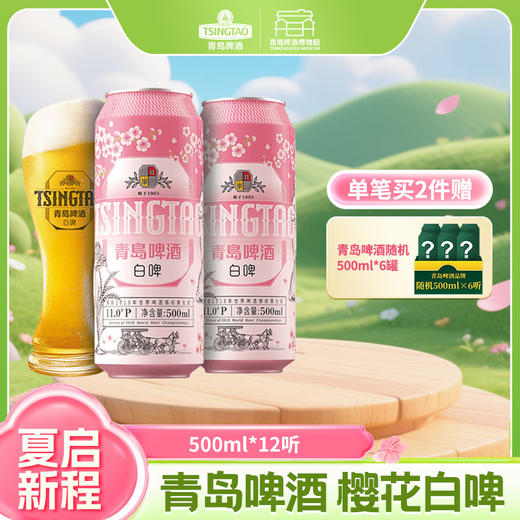 【全国仓】青岛啤酒 樱花白啤11度500ml*12听罐啤 商品图0