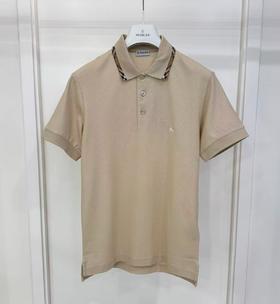 男款格纹刺绣短袖polo衫zh007