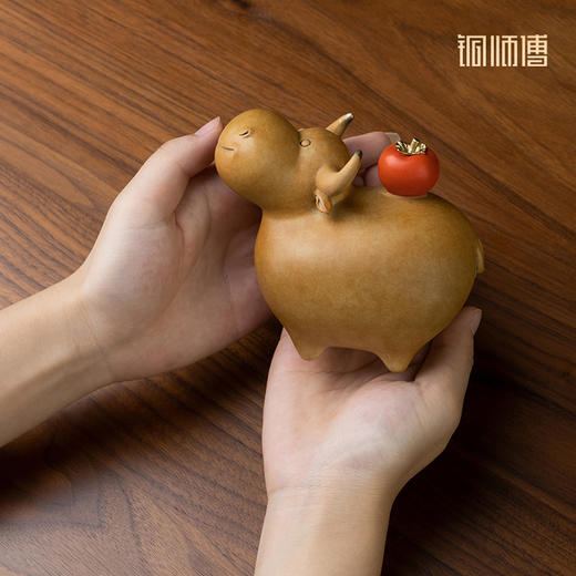 铜师傅 摆件《牛柿》客厅桌面玄关酒柜办公桌家居乔迁装饰品礼品 商品图4