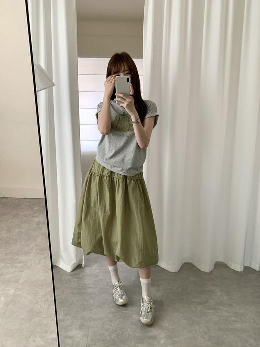 韩国南瓜印花短袖T + 橄榄绿花苞半裙套装 商品图7
