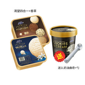 【清凉一夏】新西兰 玛琪摩尔冰淇淋 2L金盒（渴望四合一）+2L金盒（香草）+1L圆盒（奶油曲奇）+挖球勺1
