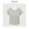 PanYiXiu/潘依绣人丝和纸纱温柔风镂空钩花圆领针织短袖上衣 L2608 商品缩略图0