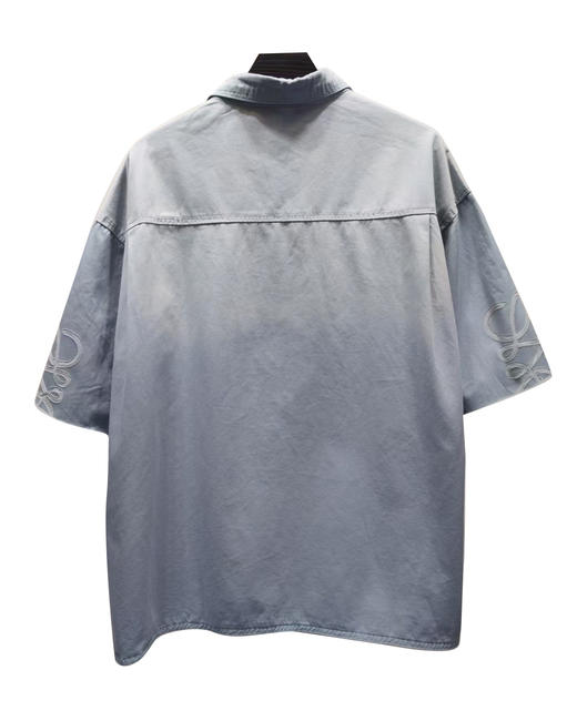 男款洗水渐变牛仔短袖衬衫la014 商品图1