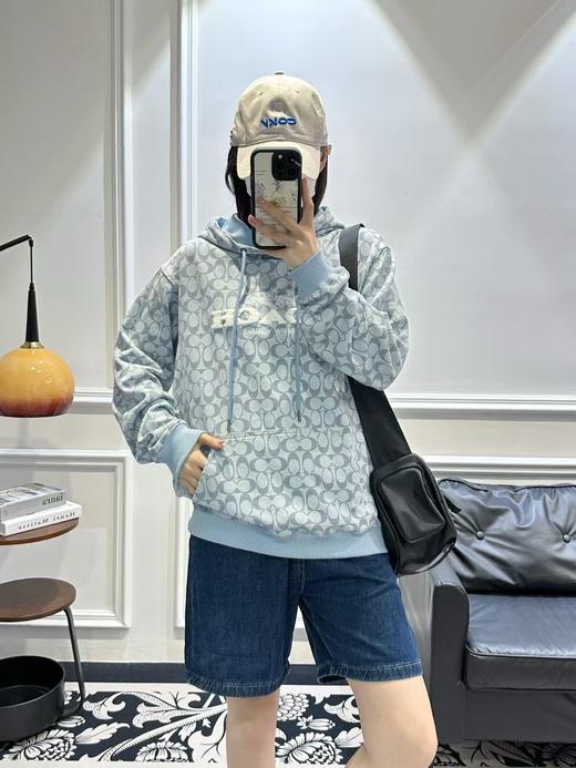 天蓝色老花连帽卫衣，男女同款 商品图3