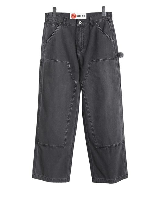 中性款做旧双膝工装裤长裤hu016 商品图0