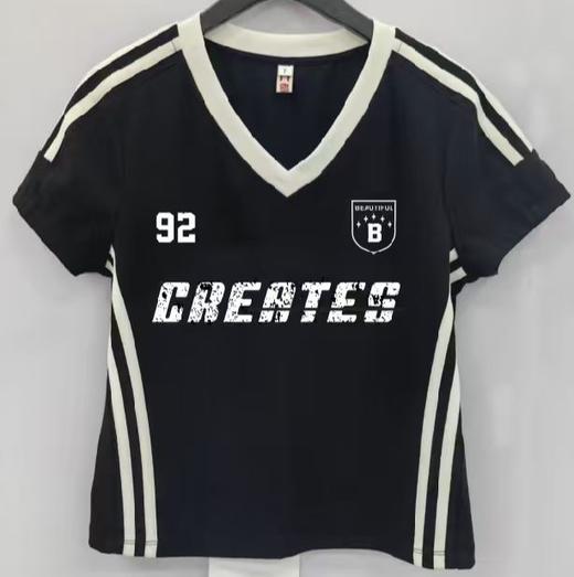 NC撞色V领织带美式图案短袖T恤60101 夏季 162011090321 商品图1