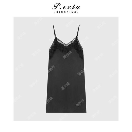 PanYiXiu/潘依绣莱赛尔天丝法式气质镂空勾花拼接吊带连衣裙 M9014 商品图1