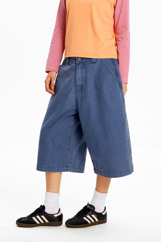 CryingCenter 水洗法工蓝7分伐木工裤 哭喊中心 商品图4