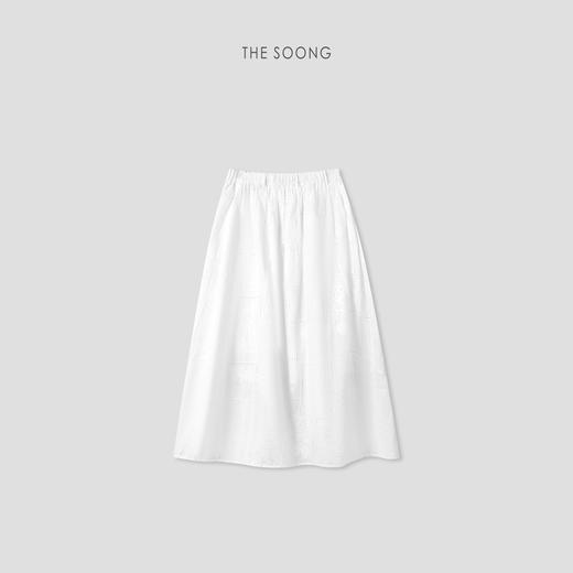 THESOONG|"原生苎麻肌理"轻盈清冷感松紧中腰白色A字半身裙女8629 商品图0