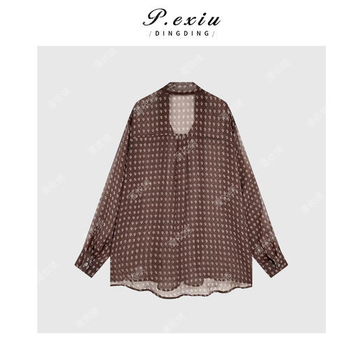 PanYiXiu/潘依绣 法式印花压褶设计感飘带气质优雅长袖衬衫 M9085 商品图2