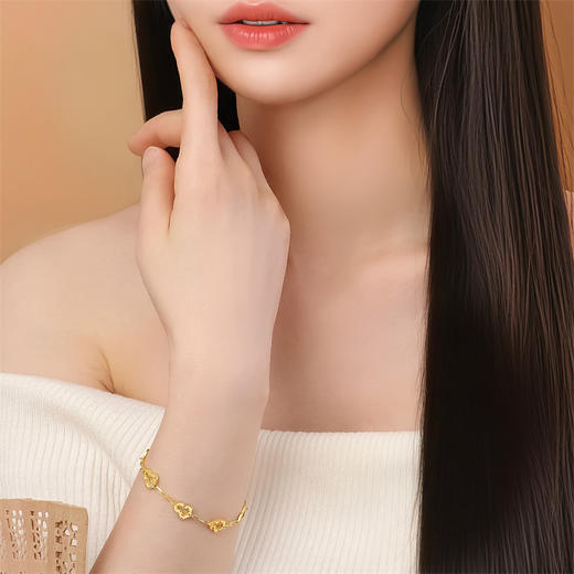 【新品首发】足金碎碎冰葫芦手链 黄金新中式搭配女士礼物MEMORA诗普琳【按克计价黄金2】GB291401 商品图2