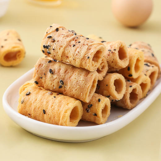 19.9到手100包【酥脆蛋香❗鲜香浓郁】休闲网红零食独立包装黑松露火腿风味蛋卷 咸香酥脆网红解馋下午茶小零食。xb 商品图1