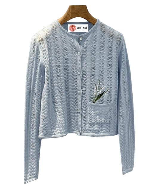 女款正肩刺绣镂空针织开衫la010 商品图0