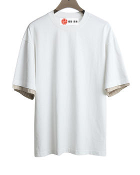 男款厚棉条纹双层袖短袖T恤ba