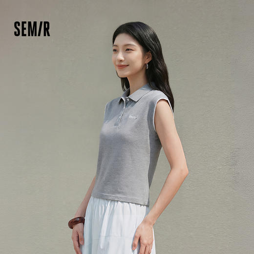 商场同款|森马POLO衫女夏季刺绣无袖抽绳2026新款小个子简约衣服 商品图1