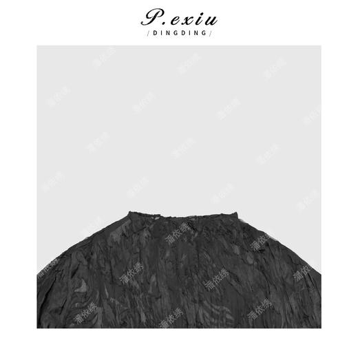 PanYiXiu/潘依绣人丝不规则肌理高级气质朦胧感显瘦圆领长袖衬衫 M9296 商品图2