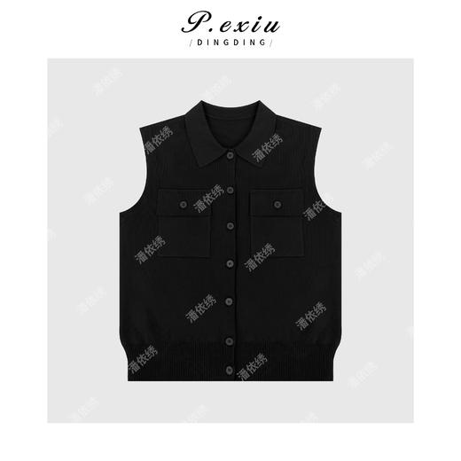 PanYiXiu/潘依绣人丝高智感双口袋Polo领针织马甲 C026 商品图1