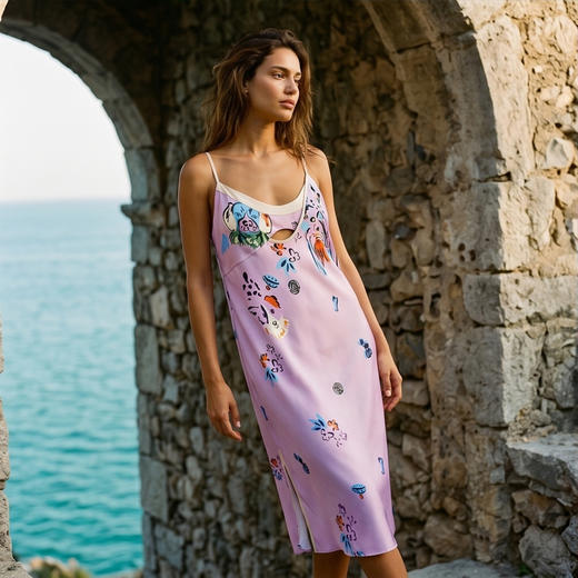 【孙千同款】明星同款桑罗魔法小狗桑蚕丝俏皮撞色家居服女四季可穿情侣家居服眼罩睡裙03A63210 商品图2