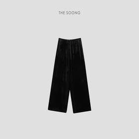 THESOONG|"流光溢彩"100%桑蚕丝重磅丝绒中腰阔腿裤8687