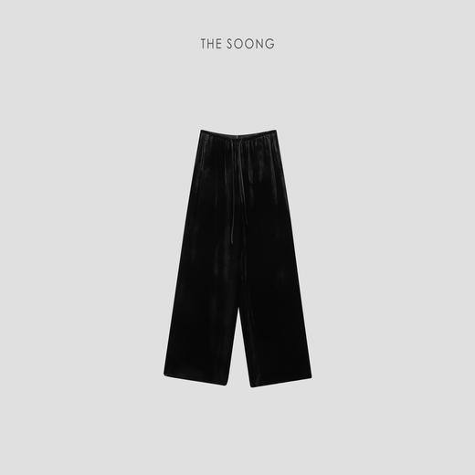 THESOONG|"流光溢彩"100%桑蚕丝重磅丝绒中腰阔腿裤8687 商品图0
