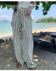 度假风纯棉条纹刺绣慵懒阔腿裤 商品缩略图1