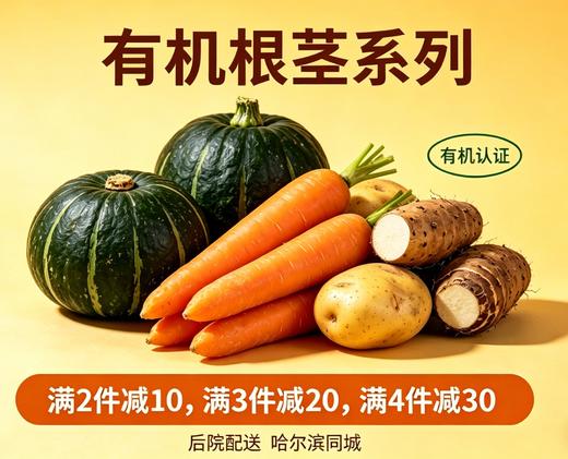 【哈尔滨同城配有机认证】有机根茎任选【满2件减10，满3件减20，满4件减30】有机贝贝南瓜/胡萝卜/土豆芋头任选【仅限哈尔滨同城配送】 商品图0