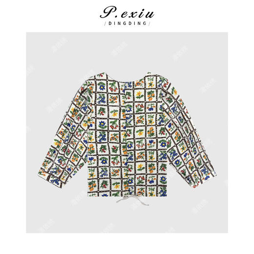PanYiXiu/潘依绣亚麻人丝小众设计感复古印花长袖卫衣W-63341 商品图2