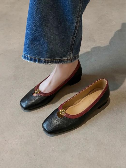 法式方头山茶花单鞋 | 金属山茶花，步履生香 商品图4