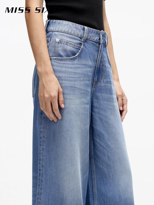 拖地阔腿牛仔裤，巨显瘦！！松弛氛围感遮肉水洗丹宁长裤E042066 商品图7