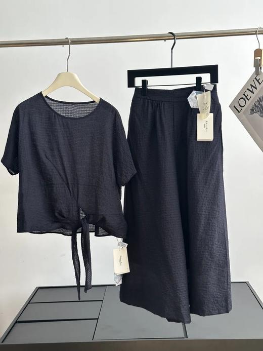 Katherine Maune天丝亚麻提花方格套装 | 雾蓝调素雅有意境，一整套上身瘦成纸片人 商品图3