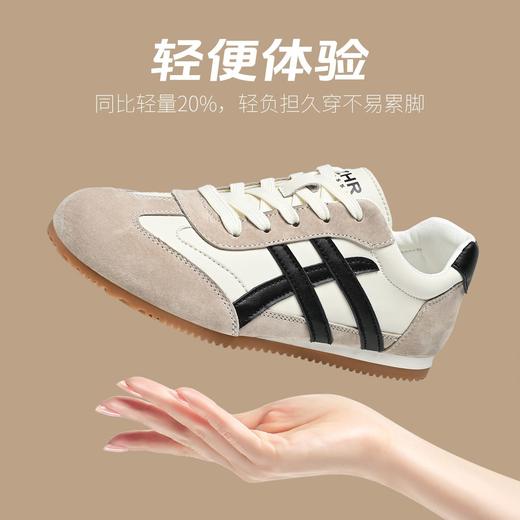 ZHR头层牛皮德训鞋女2026春季超软小白鞋女轻便平底休闲鞋阿甘鞋 商品图2