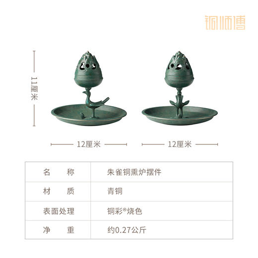 铜师傅 陕西历史博物馆系列《朱雀铜熏炉摆件》青铜摆件 商品图6