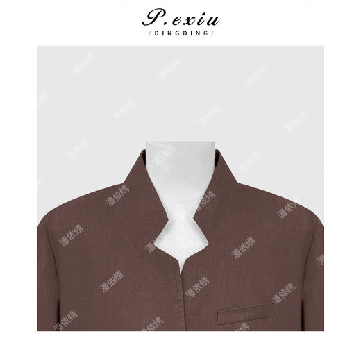 PanYiXiu/潘依绣 100%亚麻复古高级宽松百搭明线长袖V领西装外套 Q69422 商品图2