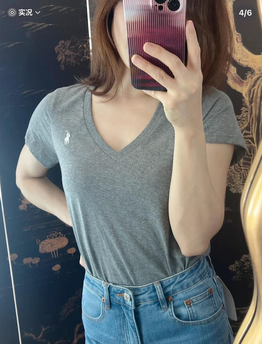 福利🧧拉夫v领100%棉女士V领小马标T恤042108 商品图3