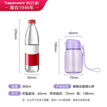 特百惠（Tupperware）嘟嘟企鹅350ML塑料杯夏季儿童可爱水杯子男女学生带提绳 海雾蓝 商品图5
