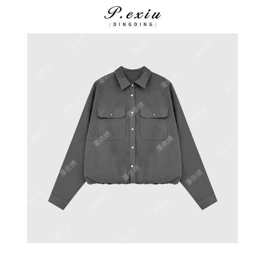 PanYiXiu/潘依绣天丝亚麻松弛感假两件抽绳下摆长袖衬衫W-63478 商品图1