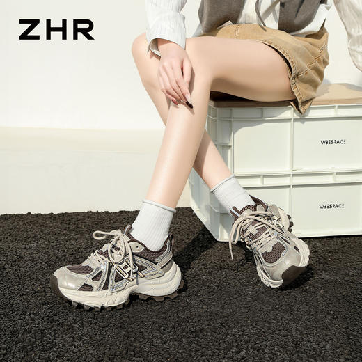 ZHR厚底老爹鞋女2026年春夏季新款银色增高透气鞋子运动鞋软底休闲 商品图8