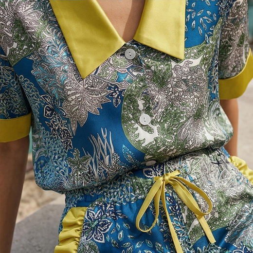soie jardin3#宁芙系列植物图案印花女丝绸睡衣桑蚕丝桑蚕丝家居服S302 商品图6