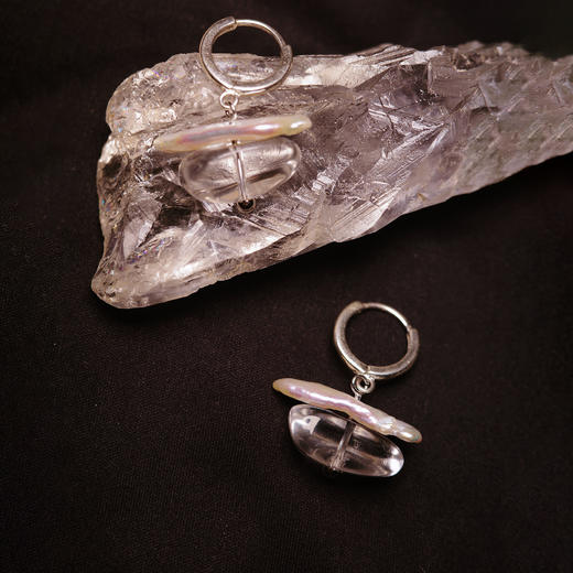 「光舟」白水晶耳坠 | 总长约2cm 一抹微光 耳环耳饰 to me 天然石饰品 商品图4