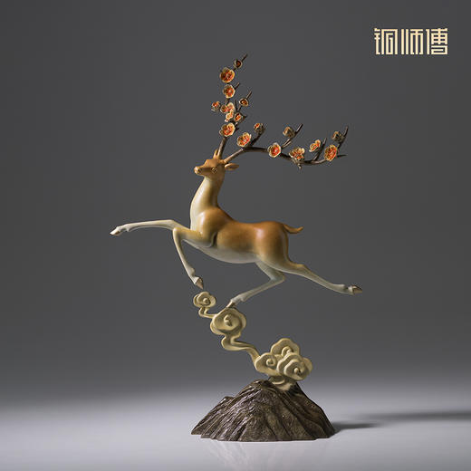 铜师傅《一路生花》客厅桌面铜鹿摆件 家居装饰工艺品摆件礼物 商品图1