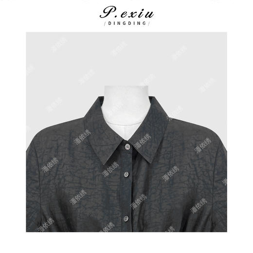 PanYiXiu/潘依绣 100%桑蚕丝香云纱抽绳收腰显瘦气质POLO领连衣裙 YL52025 商品图2