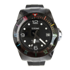 【全新】TITONI 梅花83600C-RA-256天文台认证自动机械机芯日期显示42MM（男款）Seascoper 海洋探索系列碳/陶瓷180426NJ24