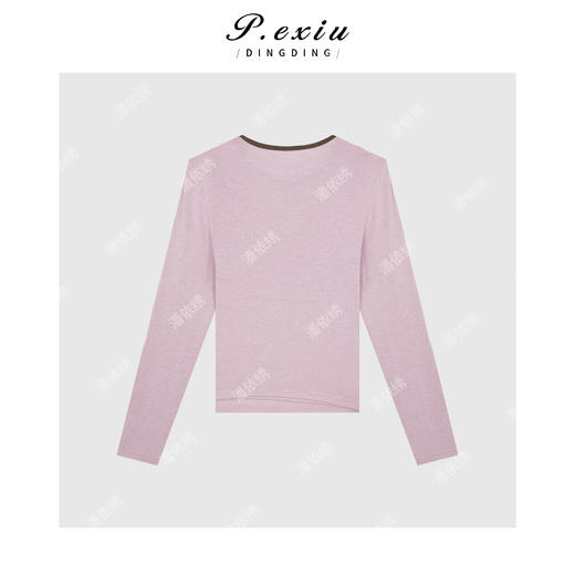 PanYiXiu/潘依绣【桃桃气泡】天丝小心机叠穿假两件长袖T恤 HHD0231 商品图2