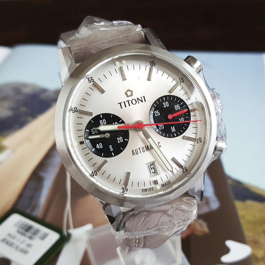 【全新】TITONI 梅花94020S-ST-680自动机械机芯日期显示、计时41MM（男款）HERITAGE 复刻系列精钢180426NJ54 商品图4