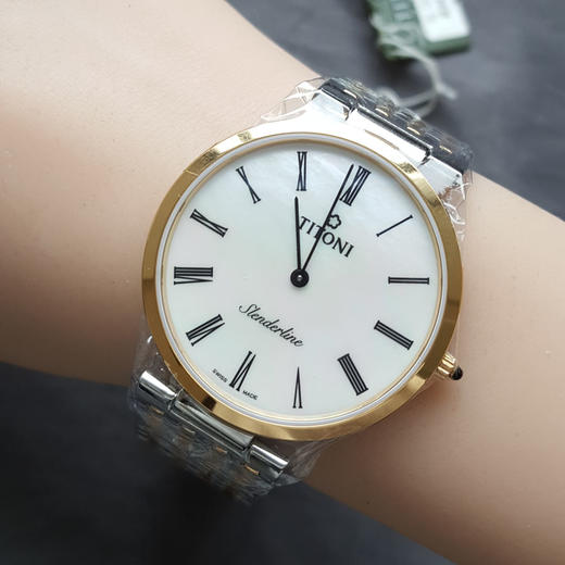 【99新】TITONI 梅花TQ 52926 SY-340石英机芯37MM（男款）纤薄系列精钢镀金160426NJ36 商品图8