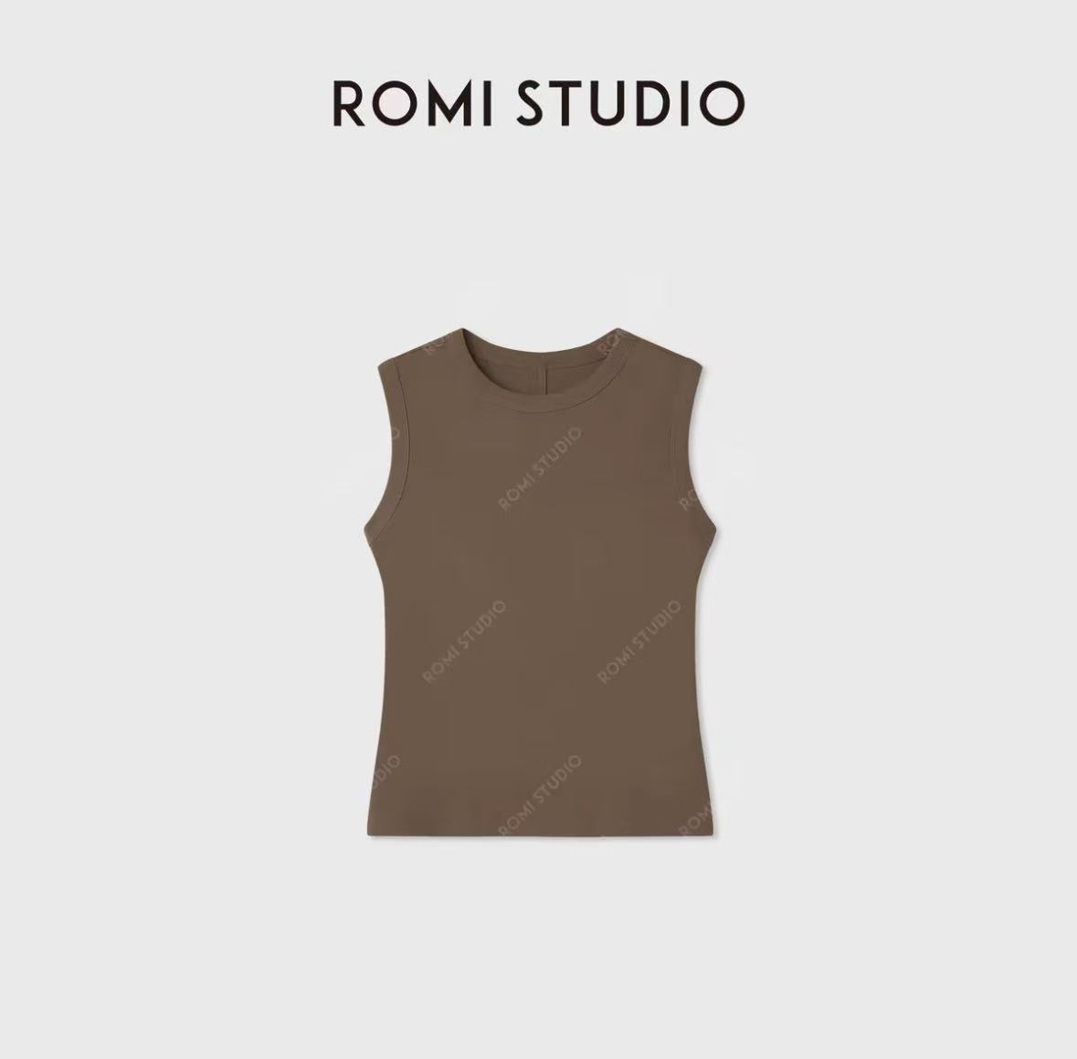 ROMI STUDIO“权威背心”棉质多色弹力罗纹圆领针织背心RWCSSH2370