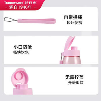 特百惠（Tupperware）乐趣550ml塑料杯男女士学生运动水杯子大容量泡茶杯 柔蜜粉 商品图7