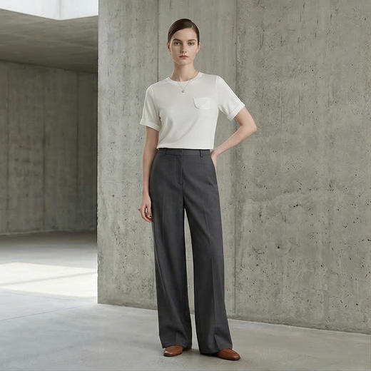 PALUOPO/PL重磅弹力桑蚕丝圆领时尚假口袋休闲多色舒适短袖T恤ES250087Z 商品图2