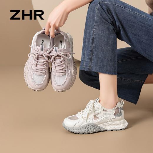 【猪皮垫】ZHR网面透气德训鞋夏季新款浅紫甜美阿甘鞋休闲运动鞋 商品图6